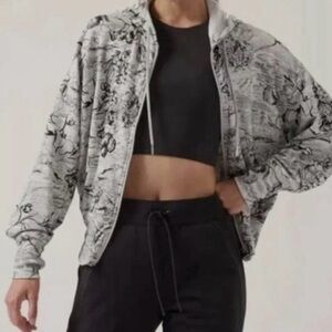 Athleta Gray Floral Hoodie
